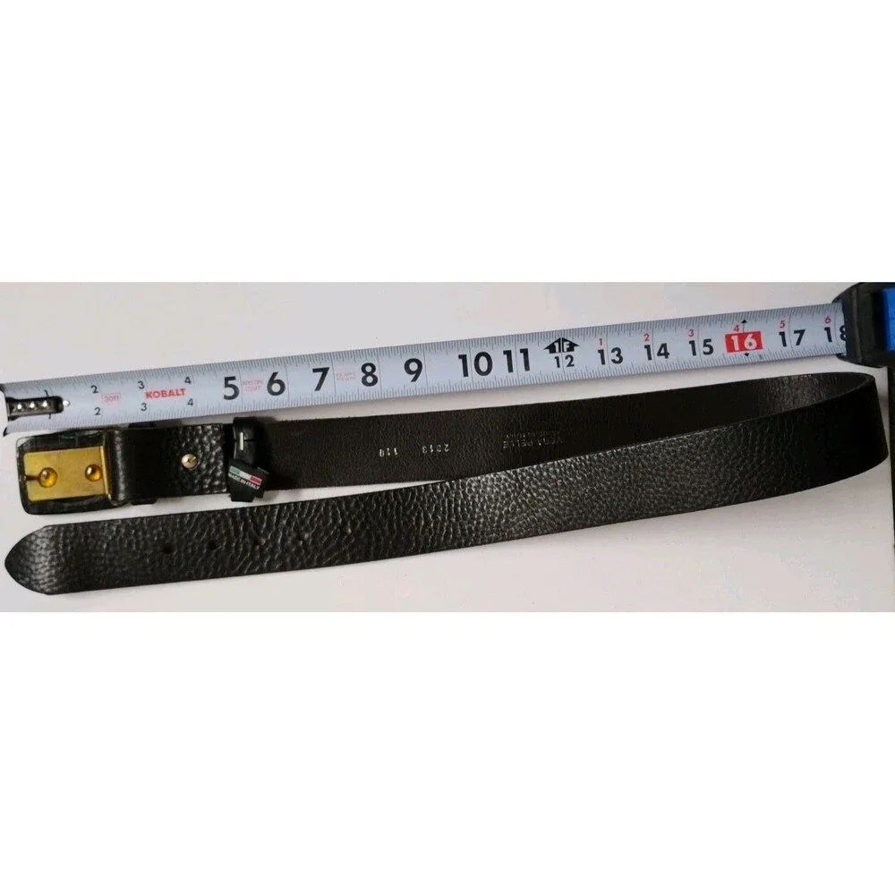 New Vera Pelle Italian Leather Belt 110 US 36 Fused Dichroic Glass Buckle